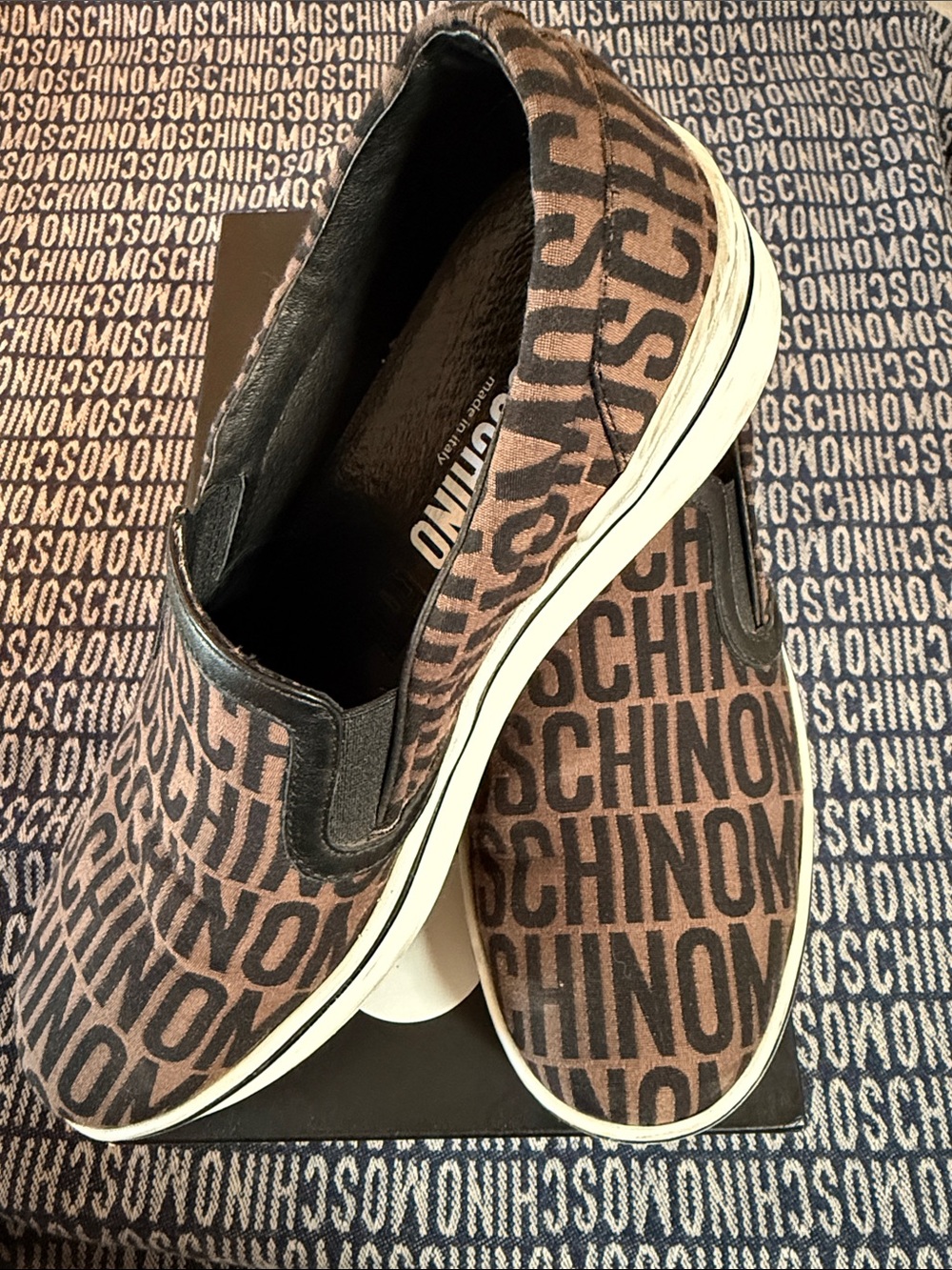 Moschino Brown Logo Slip-On